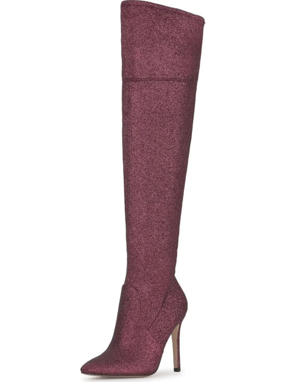 Women's Ponseta Cherry Mahogany Glitter Over-the-Knee Thigh-High Stiletto Boots